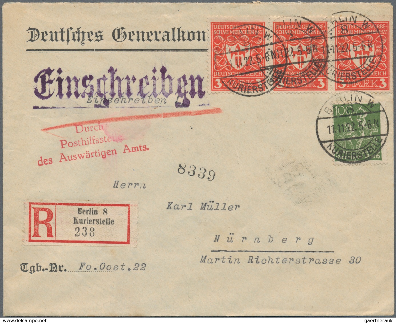 Thematik: Konsulatspost / Consular Mail: 1828/1940, Gehaltvolle Partie Mit 23 Belegen, Dabei Hauptsä - Unclassified