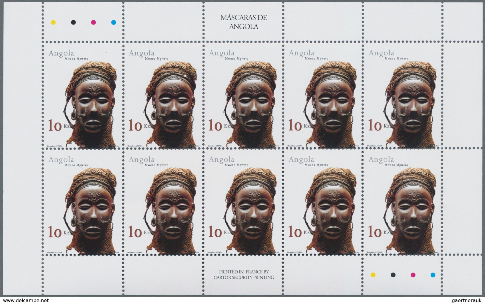 Thematik: Kunsthandwerk / Arts And Crafts: 2002, Angola: MASKS, Complete Set Of Five In An Investmen - Autres & Non Classés