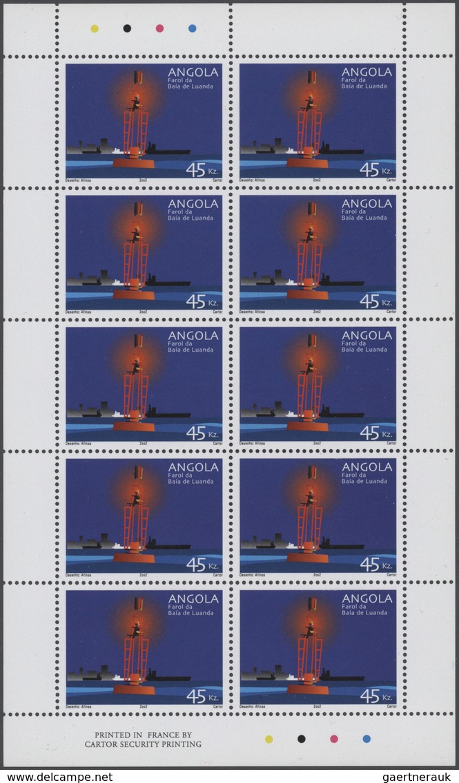 Thematik: Leuchttürme / Lighthouses: 2002, Angola: LIGHTHOUSES, Complete Set Of Six In Miniature She - Phares