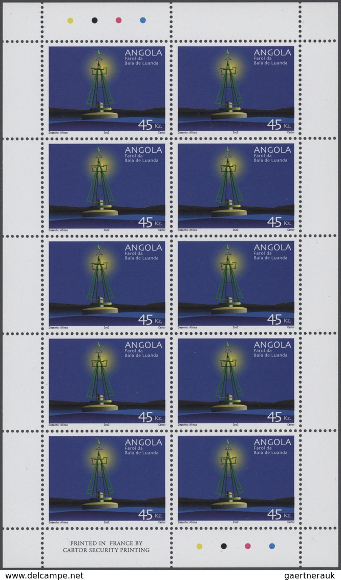 Thematik: Leuchttürme / Lighthouses: 2002, Angola: LIGHTHOUSES, Complete Set Of Six In Miniature She - Faros