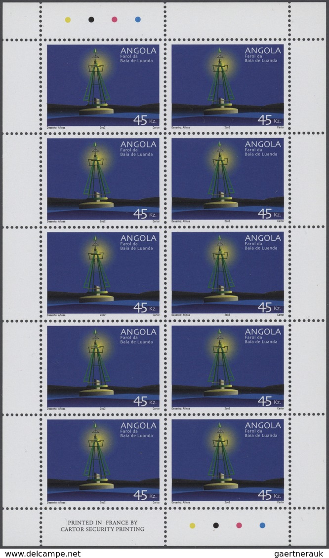Thematik: Leuchttürme / Lighthouses: 2002, Angola: LIGHTHOUSES, Complete Set Of Six In Miniature She - Vuurtorens
