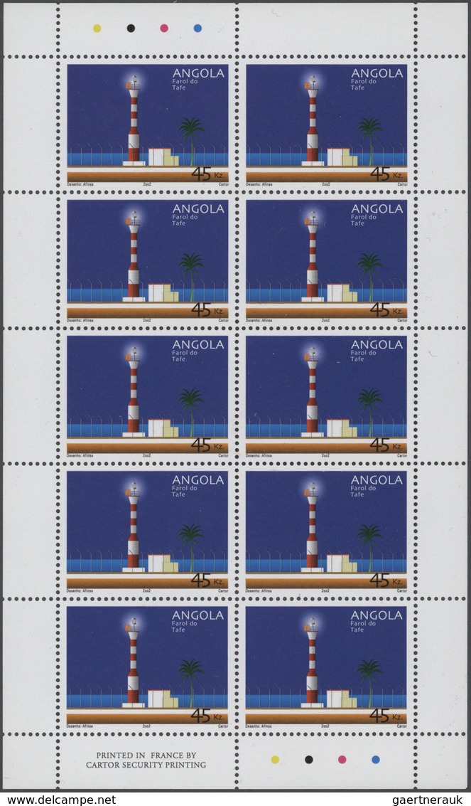 Thematik: Leuchttürme / Lighthouses: 2002, Angola: LIGHTHOUSES, Complete Set Of Six In Miniature She - Vuurtorens