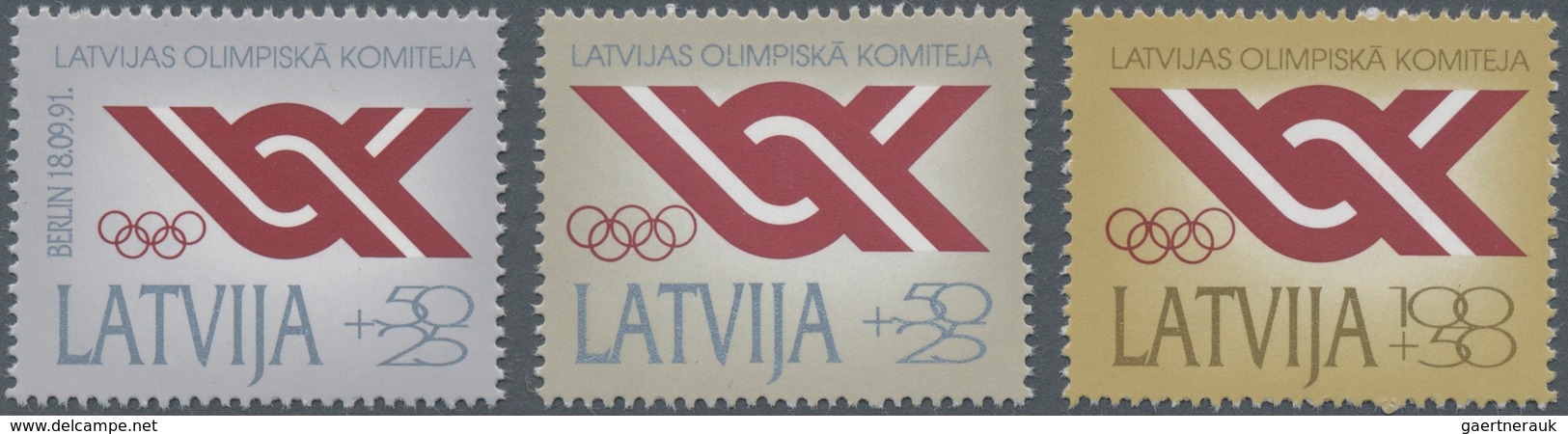 Thematik: Olympische Spiele / Olympic Games: 1992, LATVIA: National OLYMPIC Committee Set Of Three I - Other & Unclassified