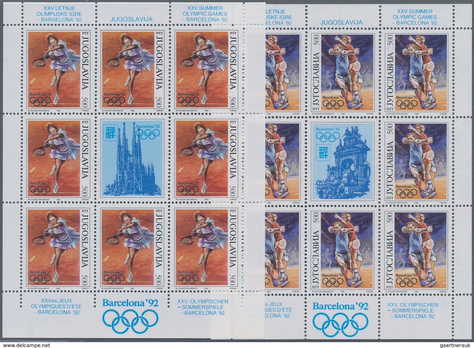 Thematik: Olympische Spiele / Olympic Games: 1992, Yugoslavia For Barcelona '92. Lot Of 1,000 Olympi - Sonstige & Ohne Zuordnung