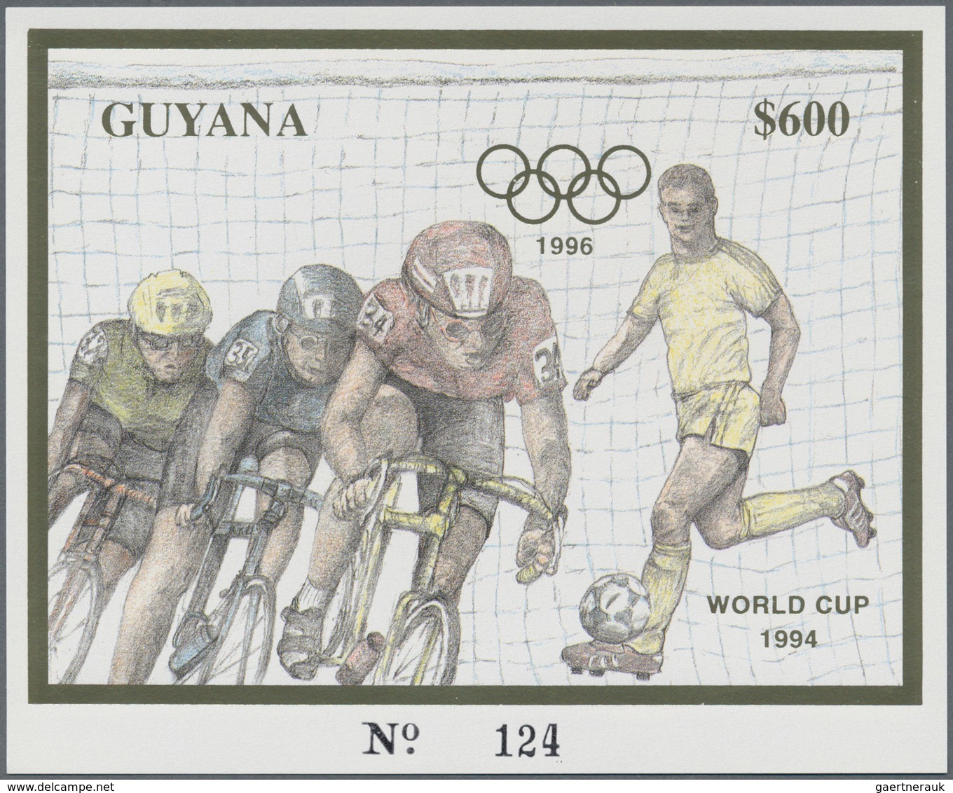 Thematik: Olympische Spiele / olympic games: 1993, Guyana. Complete set of 5 times 2 GOLD and SILVER