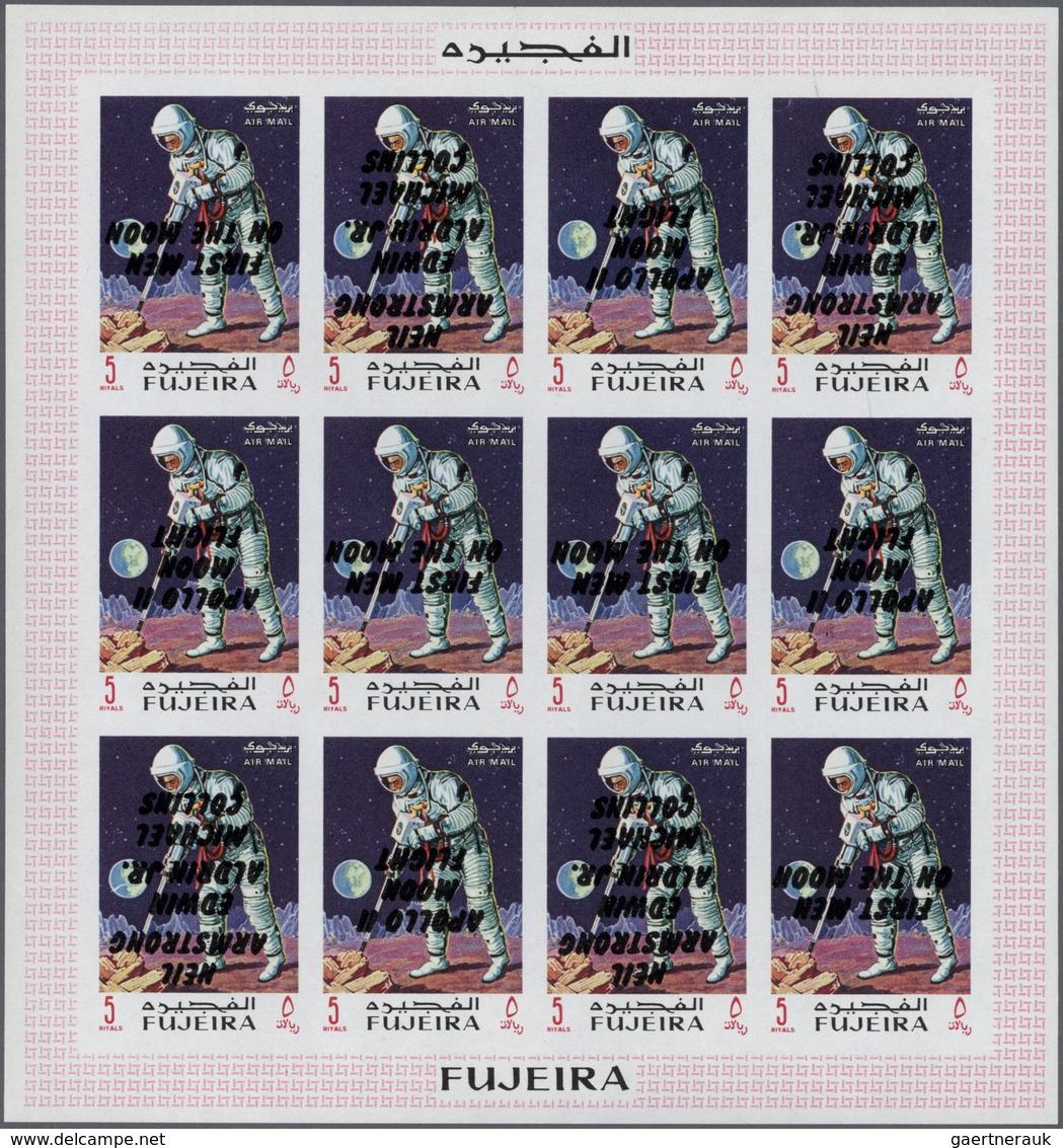 Thematik: Raumfahrt / Astronautics: 1969, Fujeira, "Apollo Flight" Issues With INVERTED Overprints, - Other & Unclassified