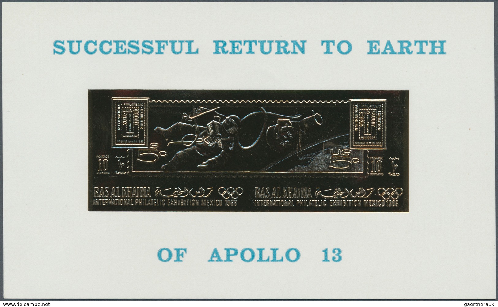 Thematik: Raumfahrt / Astronautics: 1969/1972, RAS AL KHAIMA, U/m Collection Of Thematic GOLD And SI - Altri & Non Classificati