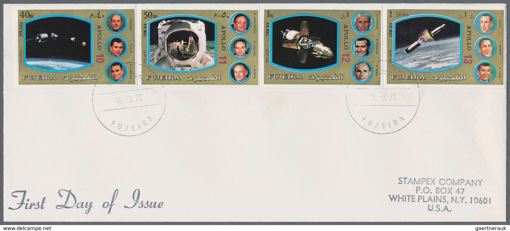 Thematik: Raumfahrt / astronautics: 1969/1973, Ajman/Fujeira, group of 18 covers (registered airmail