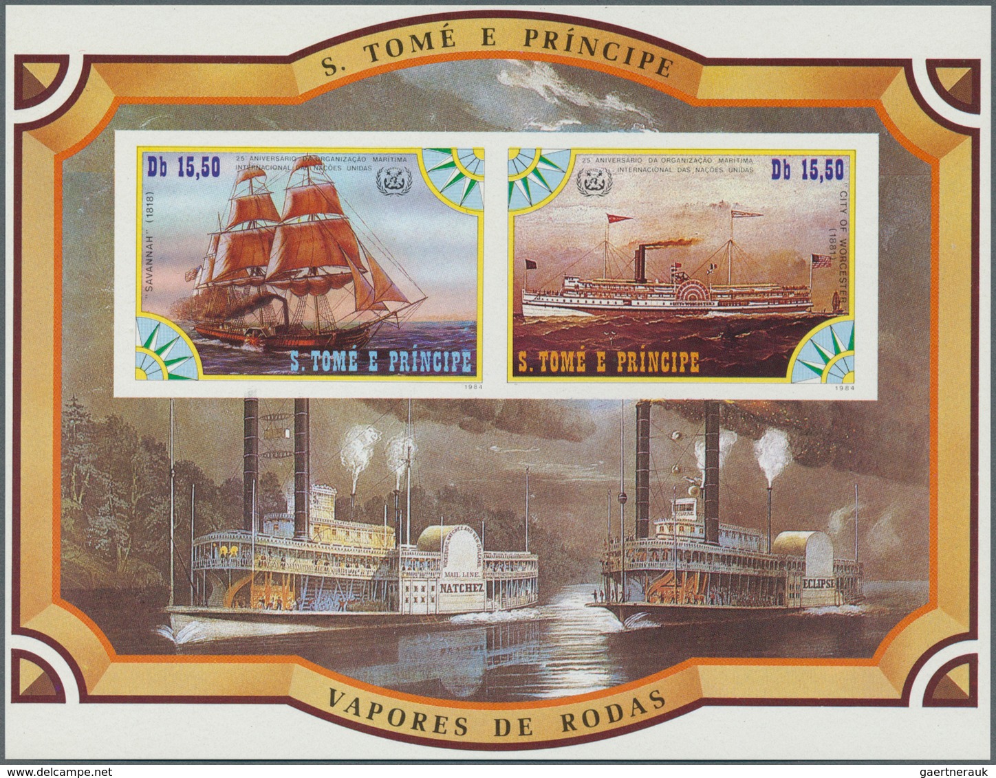 Thematik: Schiffe / Ships: 1984, SAO TOME E PRINCIPE: Paddle Steamers Set Of Six Different IMPERFORA - Barche