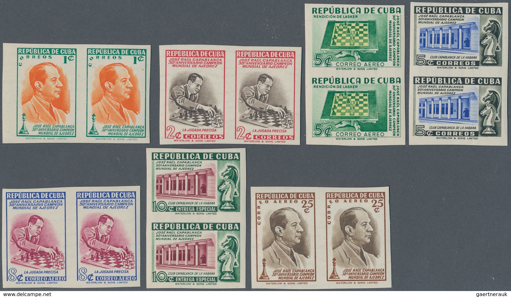 Thematik: Spiele-Schach / Games-chess: 1951, Cuba, Chess Champion Jose Raul Capablanca, 1c.-25c., Co - Schach