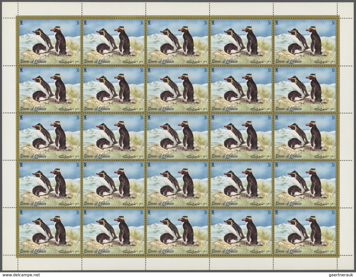 Thematik: Tiere, Fauna / animals, fauna: 1971, Umm-al Qaiwain, "Penguins" and "Wild Animals", two co