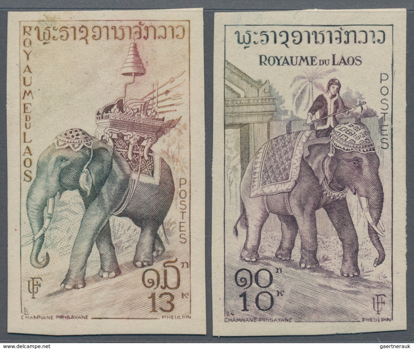 Thematik: Tiere-Elefanten / Animals Elephants: 1958/1962, Laos, Specialised Assortment Of Two Epreuv - Olifanten