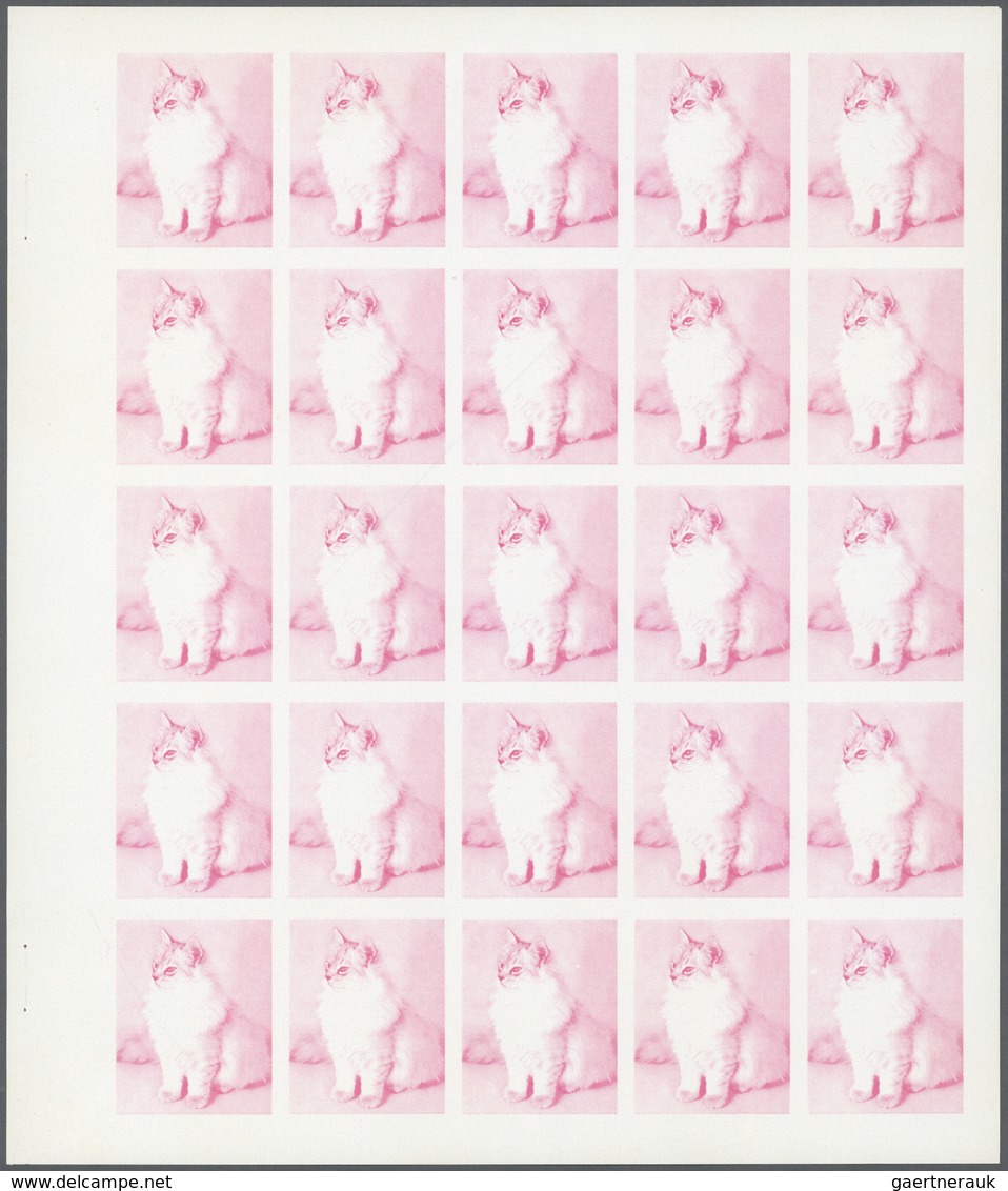 Thematik: Tiere-Katzen / Animals-cats: 1972. Sharjah. Progressive Proof (6 Phases) In Complete Sheet - Hauskatzen