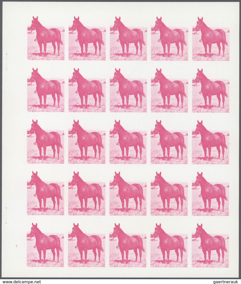 Thematik: Tiere-Pferde / Animals-horses: 1972. Sharjah. Progressive Proof (7 Phases) In Complete She - Caballos