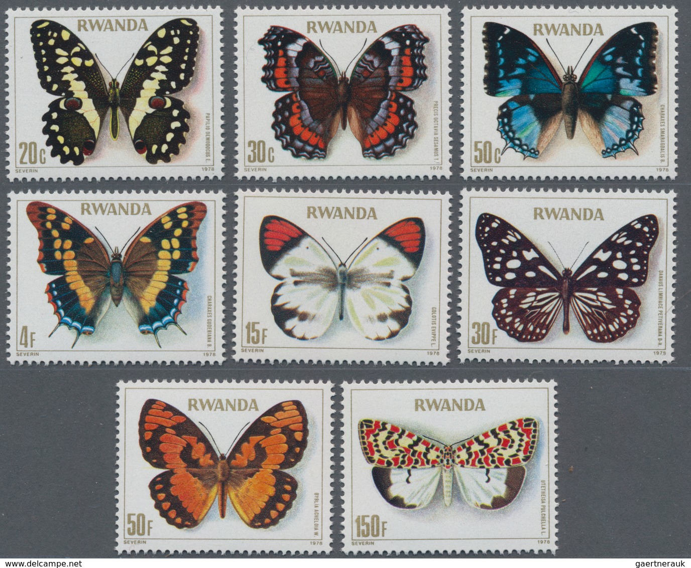 Thematik: Tiere-Schmetterlinge / Animals-butterflies: 1979, RWANDA: Butterflies Complete Set Of Eigh - Schmetterlinge