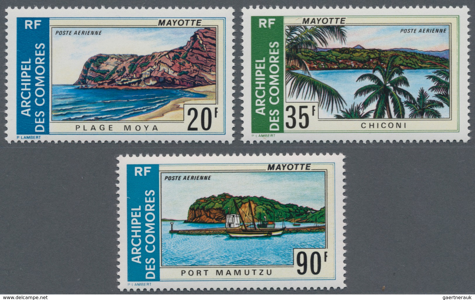 Thematik: Tourismus / Tourism: 1974, COMORES: Sights On Mayotte Island Complete Set Of Three (Moya B - Otros & Sin Clasificación