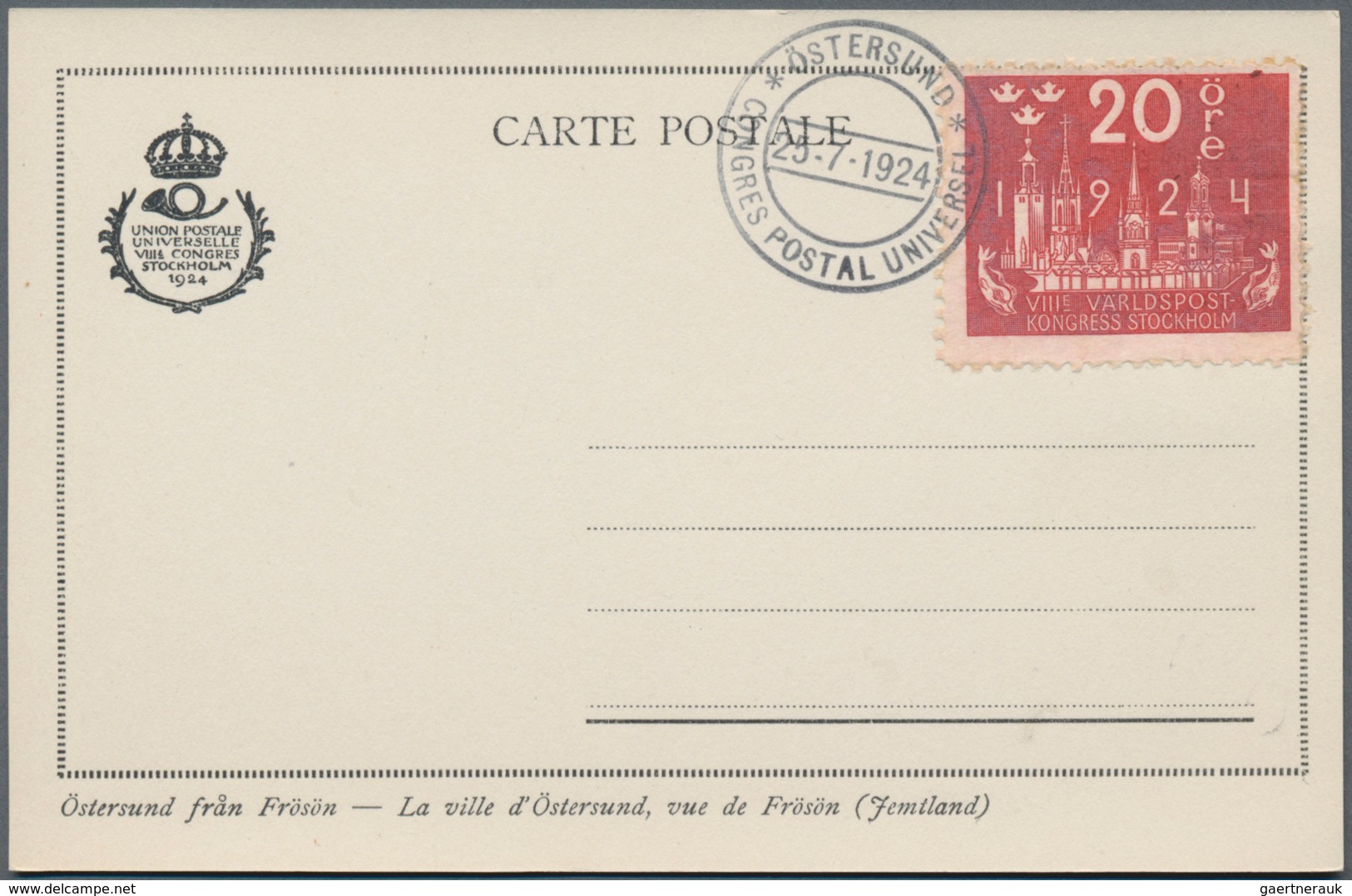 Thematik: UPU / United Postal Union: 1924, UPU CONGRESS 55 Special Cancellations Sweden On Cards Inc - U.P.U.