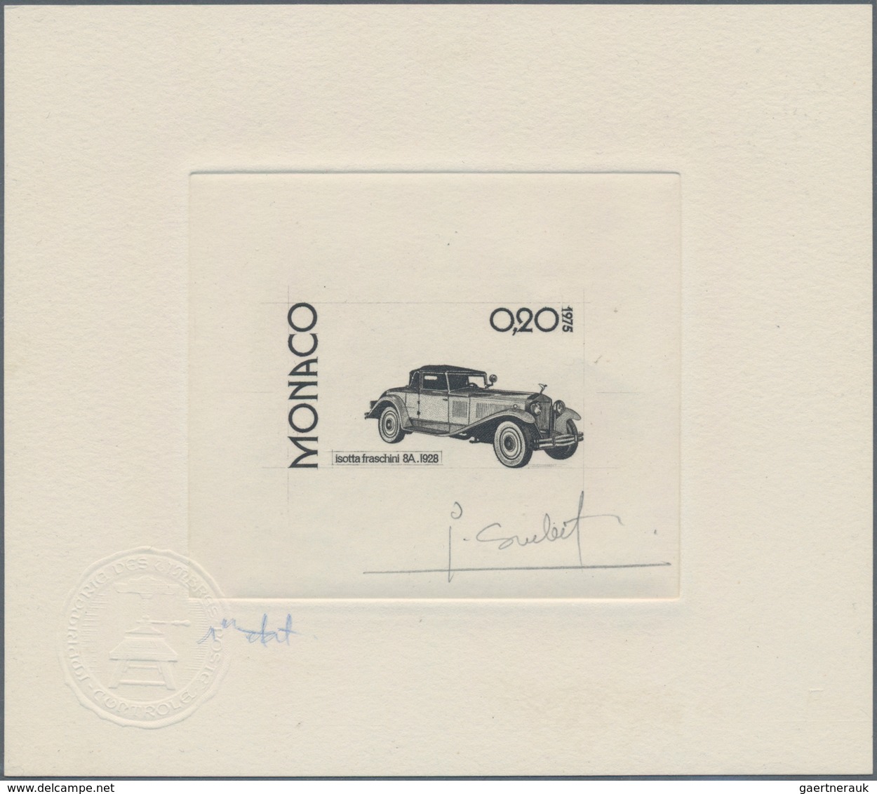 Thematik: Verkehr-Auto / Traffic-car: 1961/1975, Monaco. Lot Of 9 Epreuves D'artiste Signée (8 Times - Autos