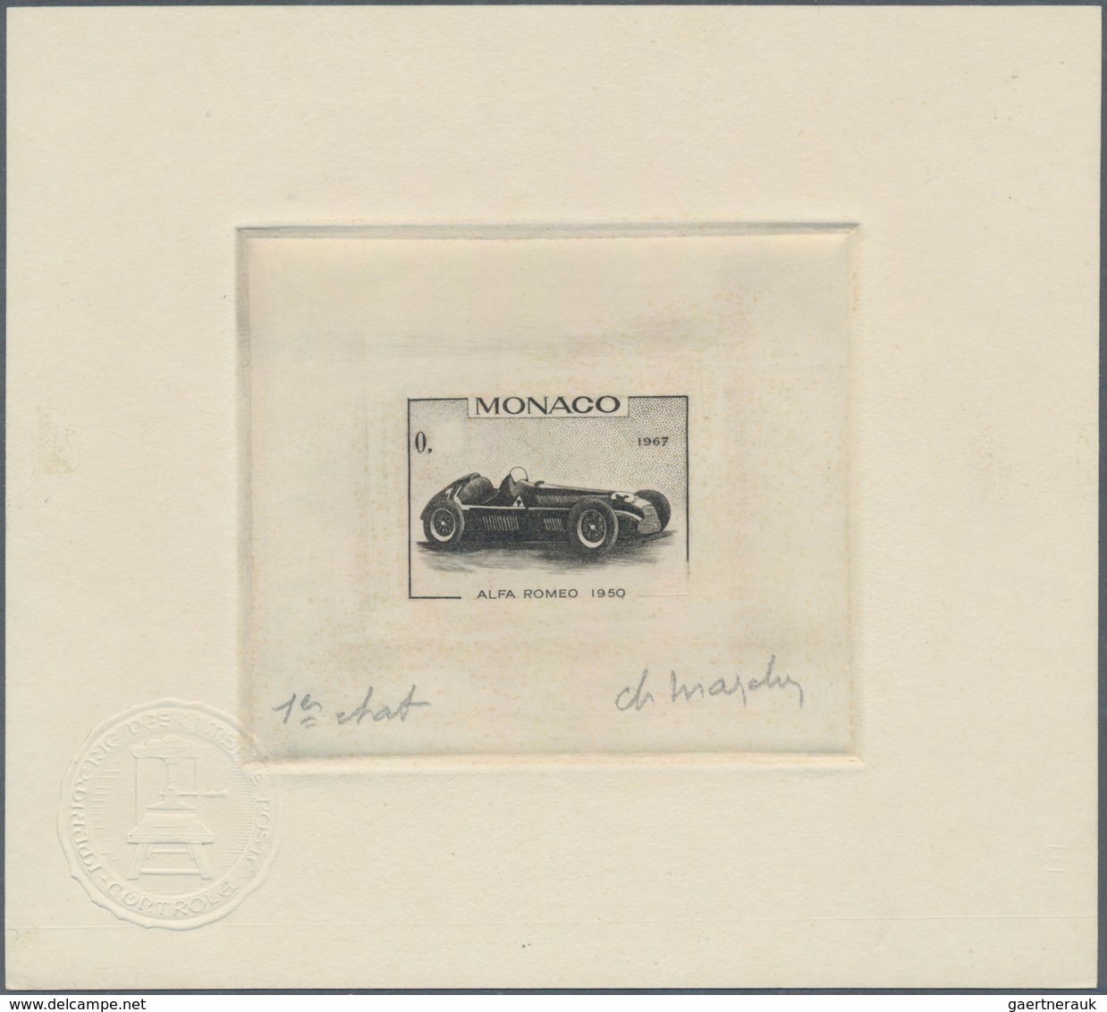 Thematik: Verkehr-Auto / traffic-car: 1961/1975, Monaco. Lot of 9 Epreuves d'artiste signée (8 times