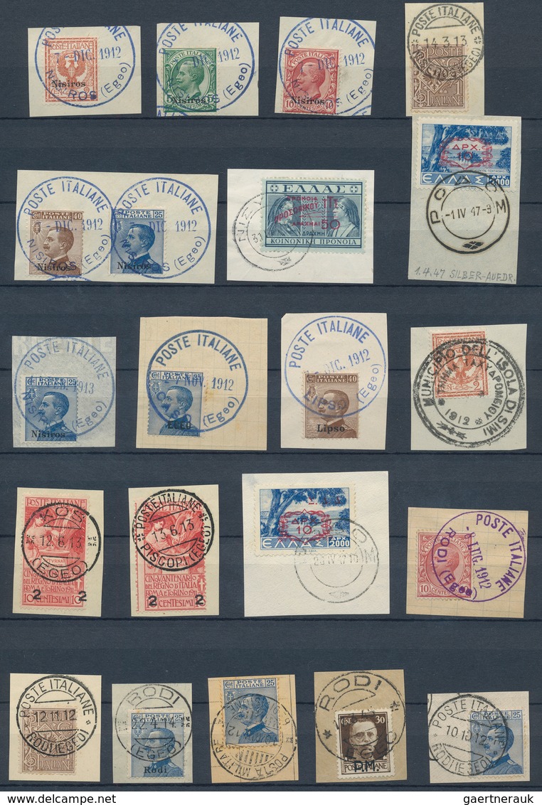 Ägäische Inseln: 1912/1947, Collection/assortment Of Apprx. 340 Stamps On Piece, Each Bearing Clear - Ägäis