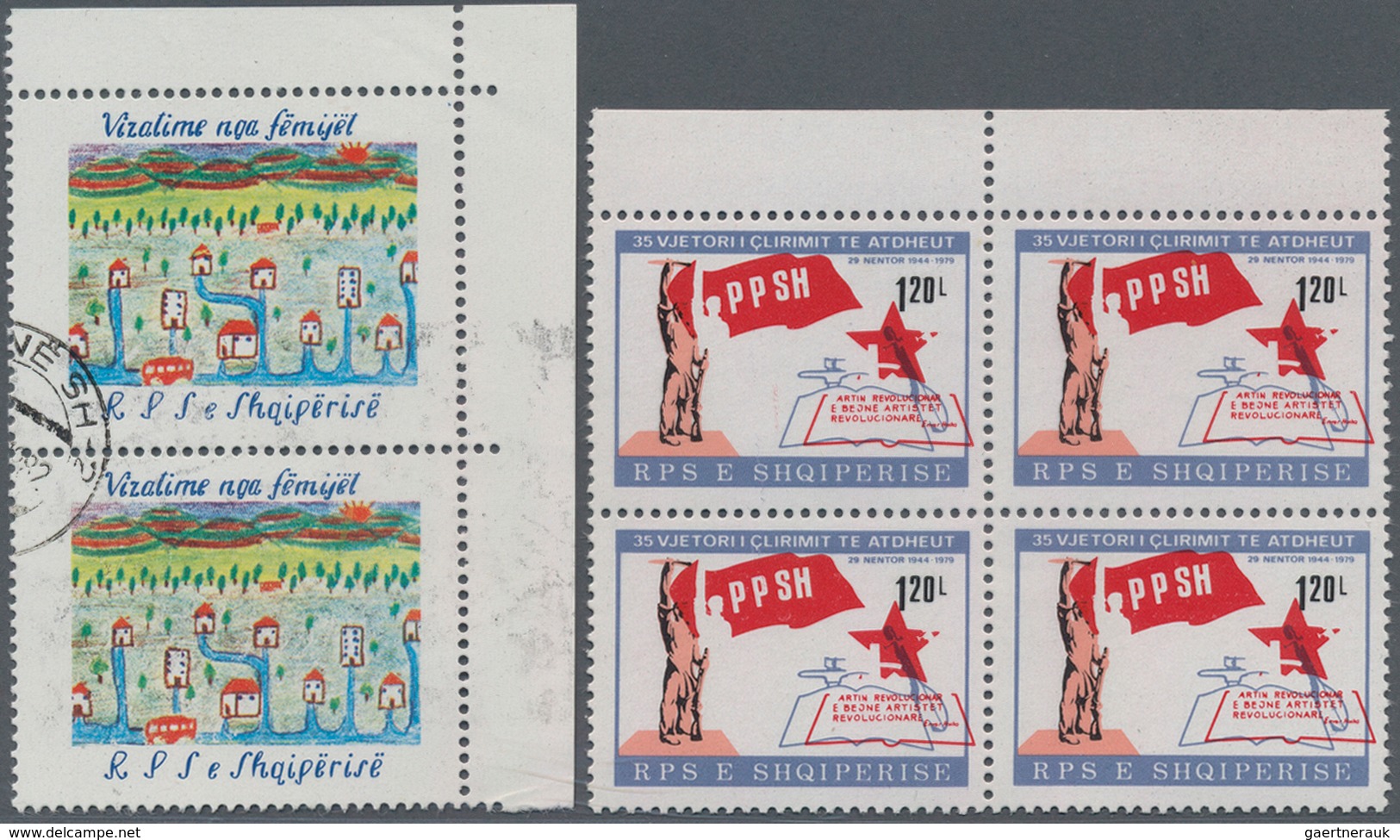 Albanien: 1913-89 Group Of 38 Special Stamps Including 1919 25q. On 64h. With Eagle Type II Used, Ma - Albanië