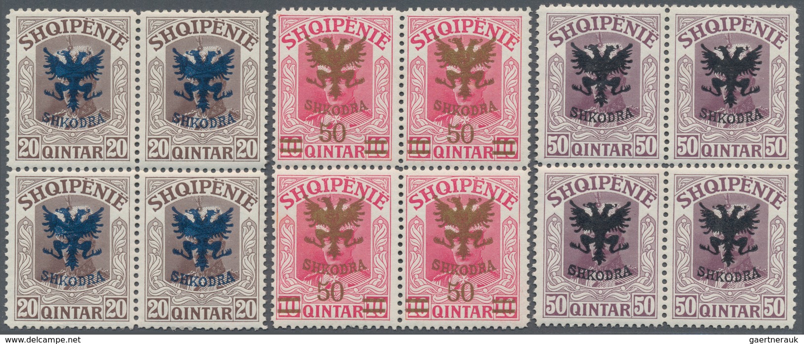 Albanien: 1920, Prince William Of Wied Seven Different Definitives With Coloured Opt. ‚SHKODRA‘ (+ S - Albanien