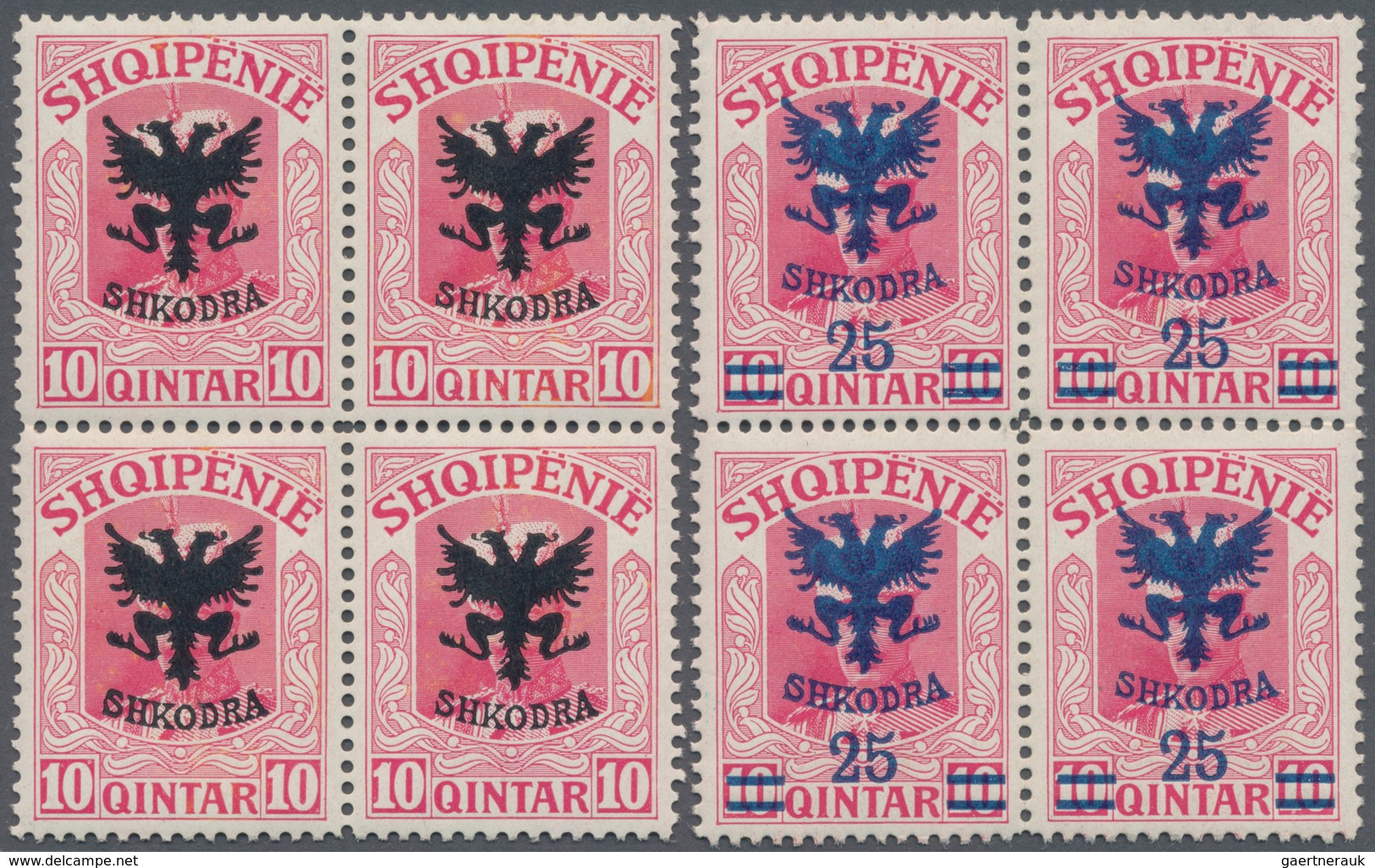 Albanien: 1920, Prince William Of Wied Seven Different Definitives With Coloured Opt. ‚SHKODRA‘ (+ S - Albanie