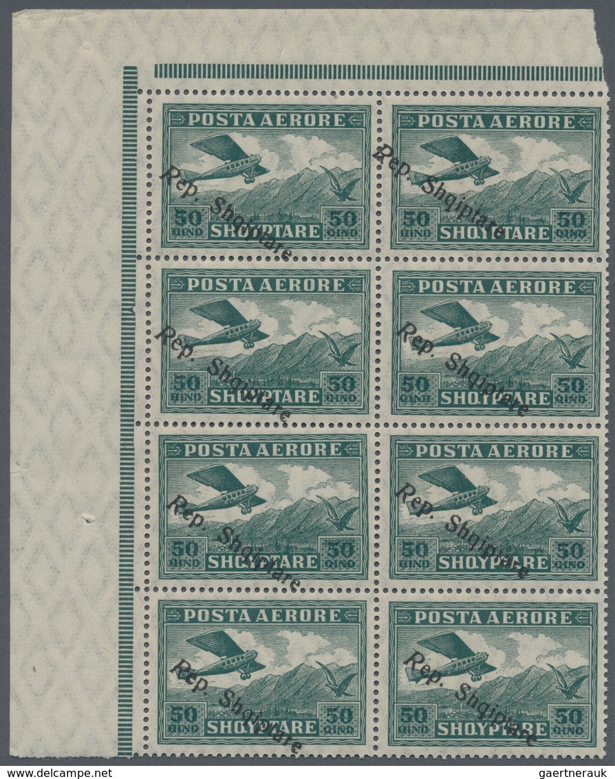 Albanien: 1927, Airmail Issue 50q. Dark-green ‚Airplane And Eagle Over Tirane‘ With Diagonal Black O - Albanië