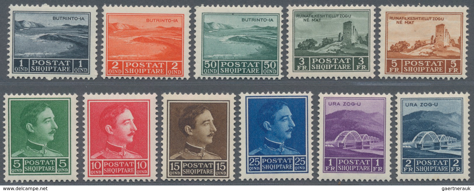 Albanien: 1930, Definitives Complete Set Of 11 (King Zogu I., Ahmet-Zogu Bridge, Zogu Fortress Etc.) - Albania