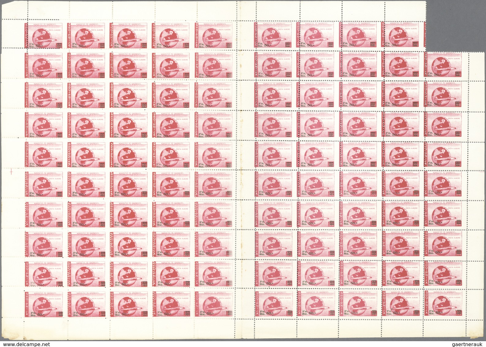 Albanien: 1940, Italian Reign In Albania, Not Issued 15q. On 75c. Carmine, Lot Of 1000 Stamps (ten S - Albanie