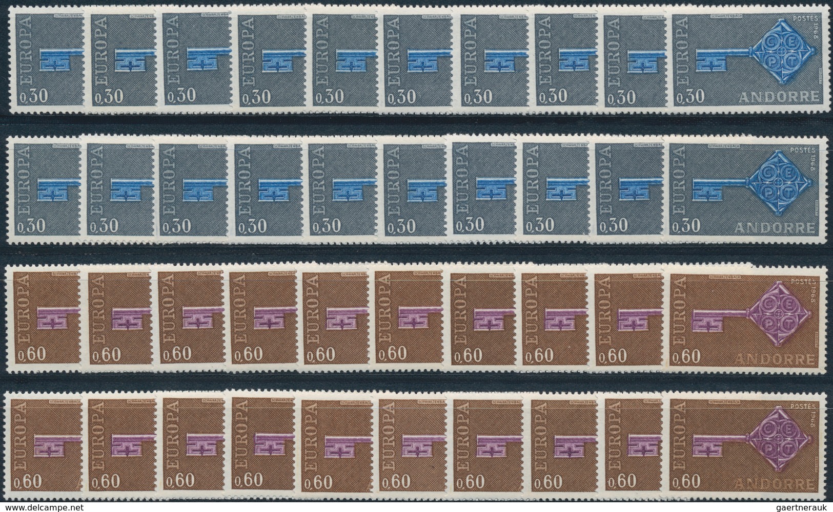 Andorra - Französische Post: 1966/1992 (/ca.), Stock Of The Europa Issues In A Box, Plenty Of MNH Se - Other & Unclassified