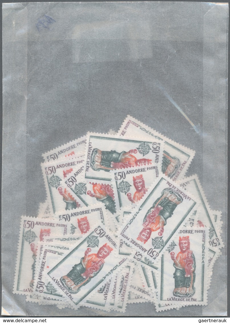 Andorra - Französische Post: 1966/1992 (/ca.), Stock Of The Europa Issues In A Box, Plenty Of MNH Se - Sonstige & Ohne Zuordnung