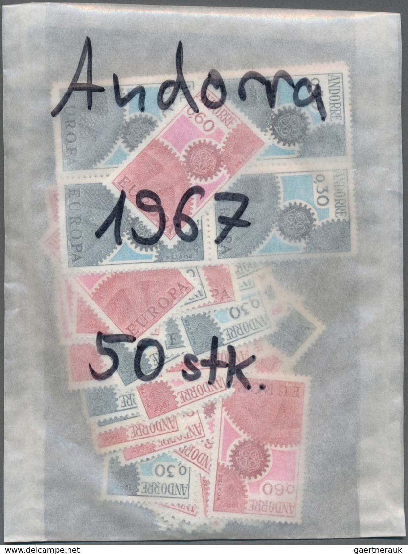 Andorra - Französische Post: 1966/1992 (/ca.), Stock Of The Europa Issues In A Box, Plenty Of MNH Se - Other & Unclassified