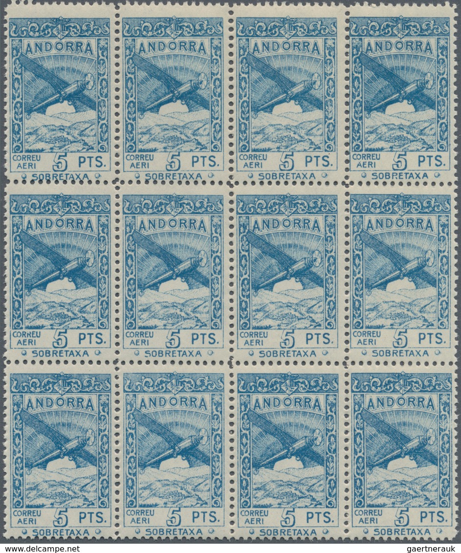 Andorra - Spanische Post: 1932, Not Issued Airmail Set Of 12 In A Lot With About 50 Complete Sets Mo - Otros & Sin Clasificación