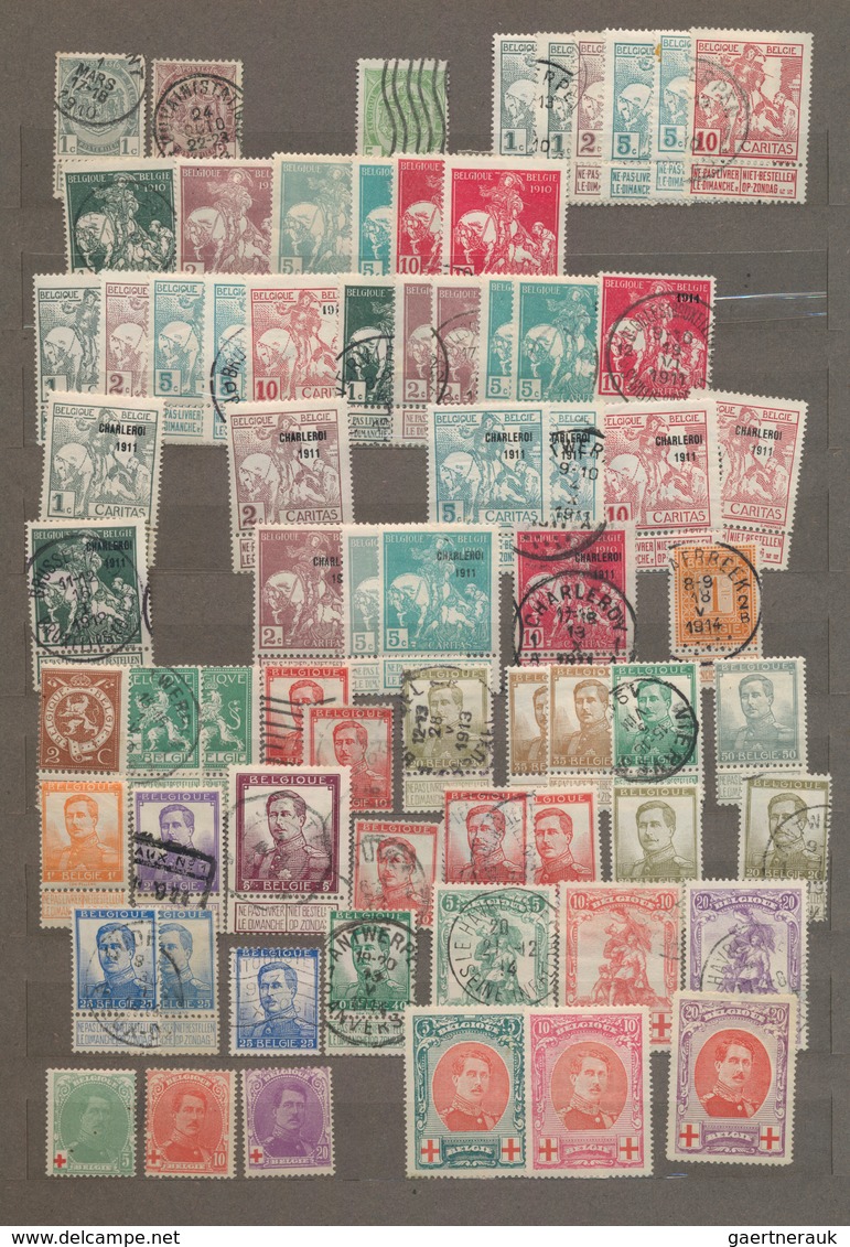 Belgien: 1855/1954 Ca., Collection In Mixed Quality, Some Good Items Included In An Old Stockbook, L - Colecciones