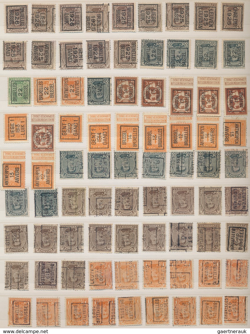 Belgien: 1893/1936, PRECANCELS, Collection/assortment Of Apprx. 440 Stamps In Good Diversity With Va - Collections