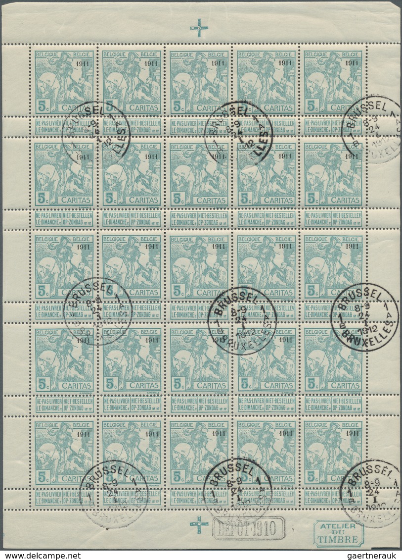 Belgien: 1910/1911, Caritas Issue (type Montald And Lemaire) Without Opt. And With Opts. ‚1911‘ And - Collections