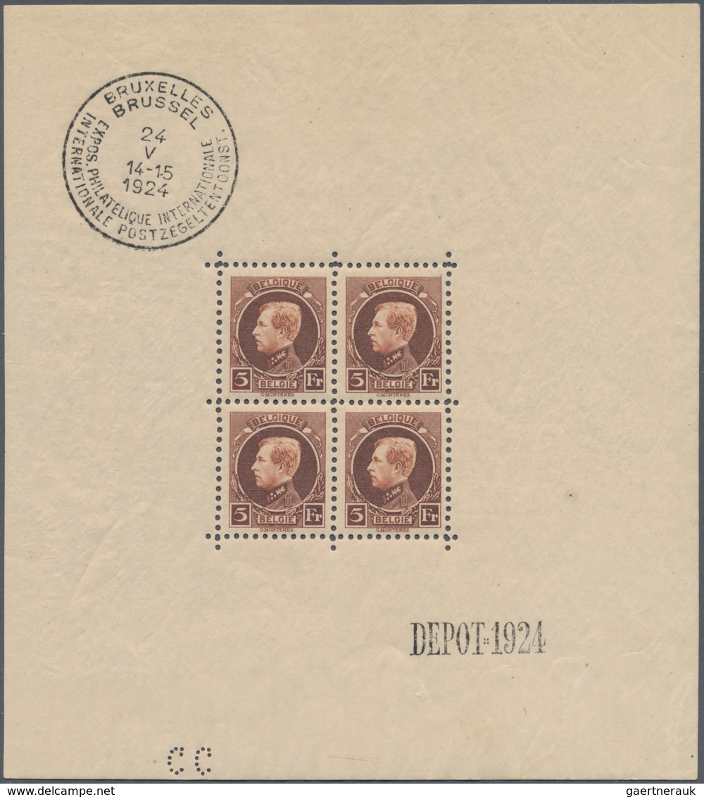 Belgien: 1924, International Stamp Exhibition Brussels ‚King Albert‘ 5fr. Redbrown In A Lot With Fiv - Colecciones