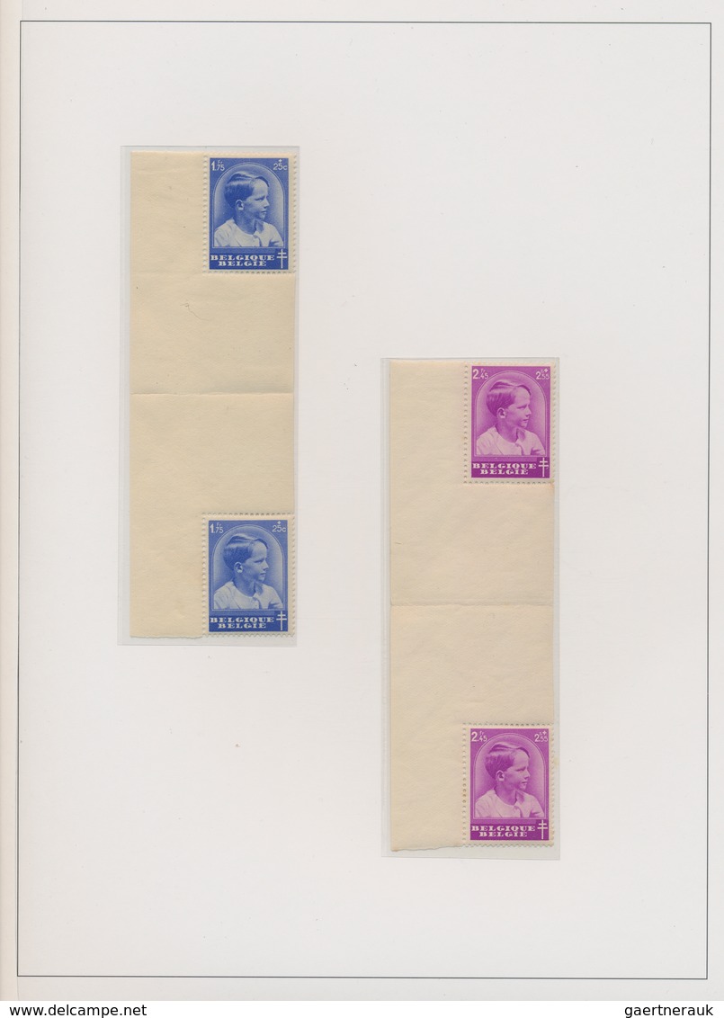 Belgien: 1935/1942, GUTTER PAIRS, Mint Collection Of 27 Vertical Gutter Pairs From Unsevered Sheets, - Collections