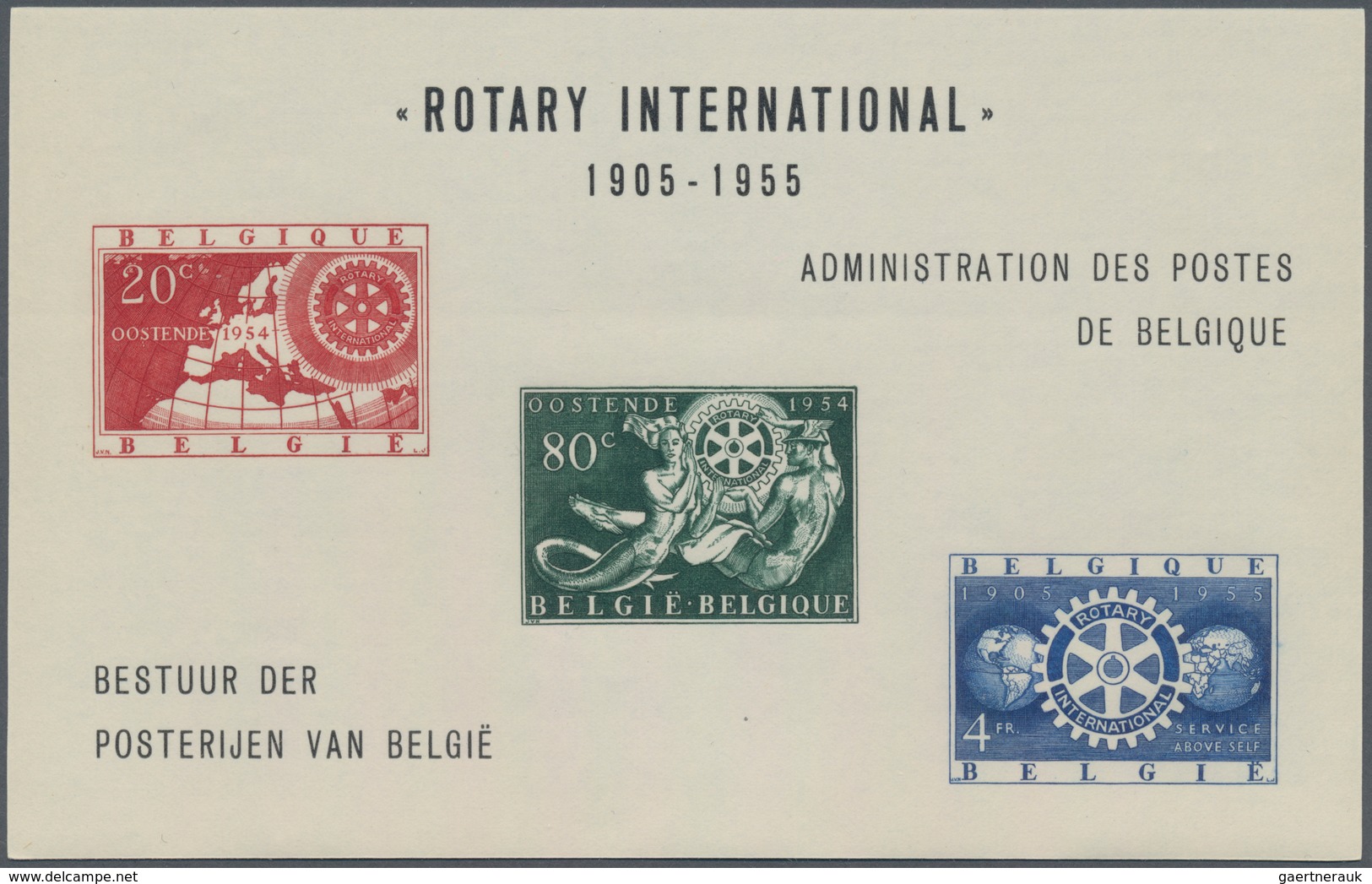 Belgien: 1954, 50 Years Rotary International In A Lot With 40 Special Miniature Sheets With The Impe - Sammlungen