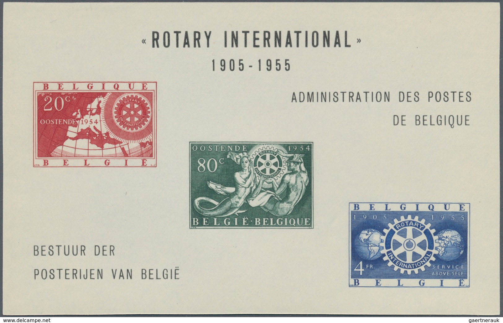 Belgien: 1954, 50 Years Rotary International In A Lot With 45 Special Miniature Sheets With The Impe - Sammlungen