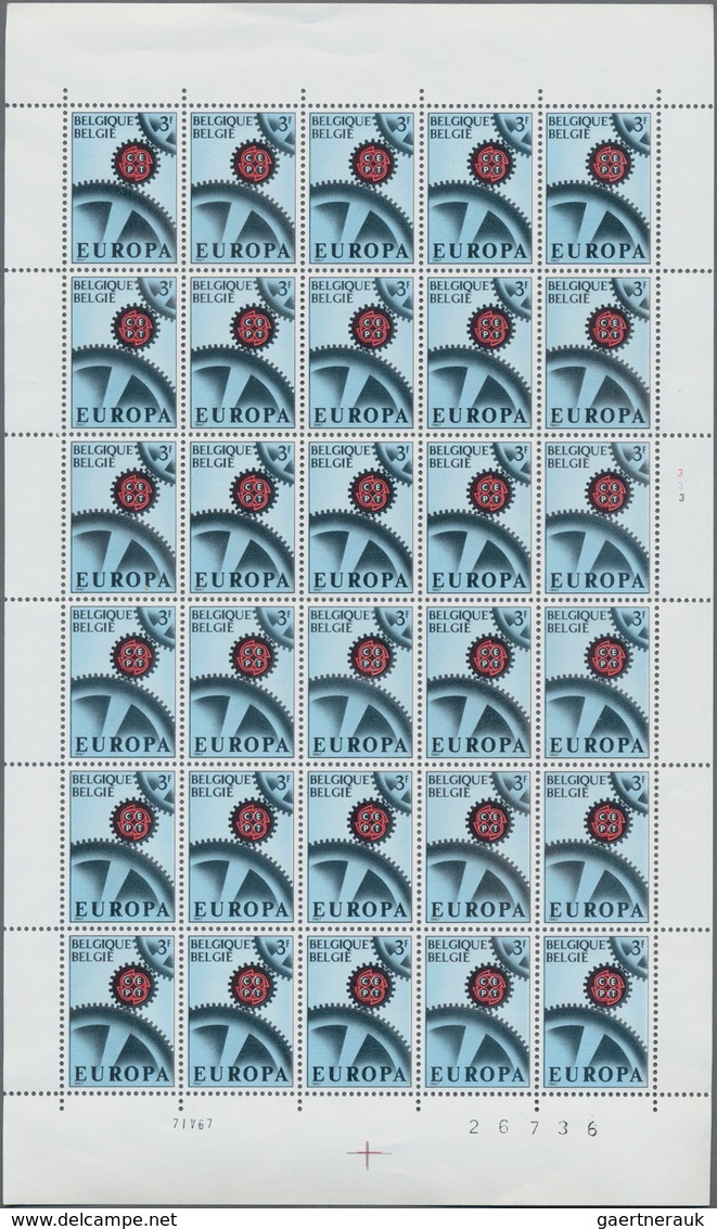 Belgien: 1957/1992 (/ca.), Stock Of The Europa Issues In A Box, Plenty Of MNH Sets Mostly Per Year I - Collections