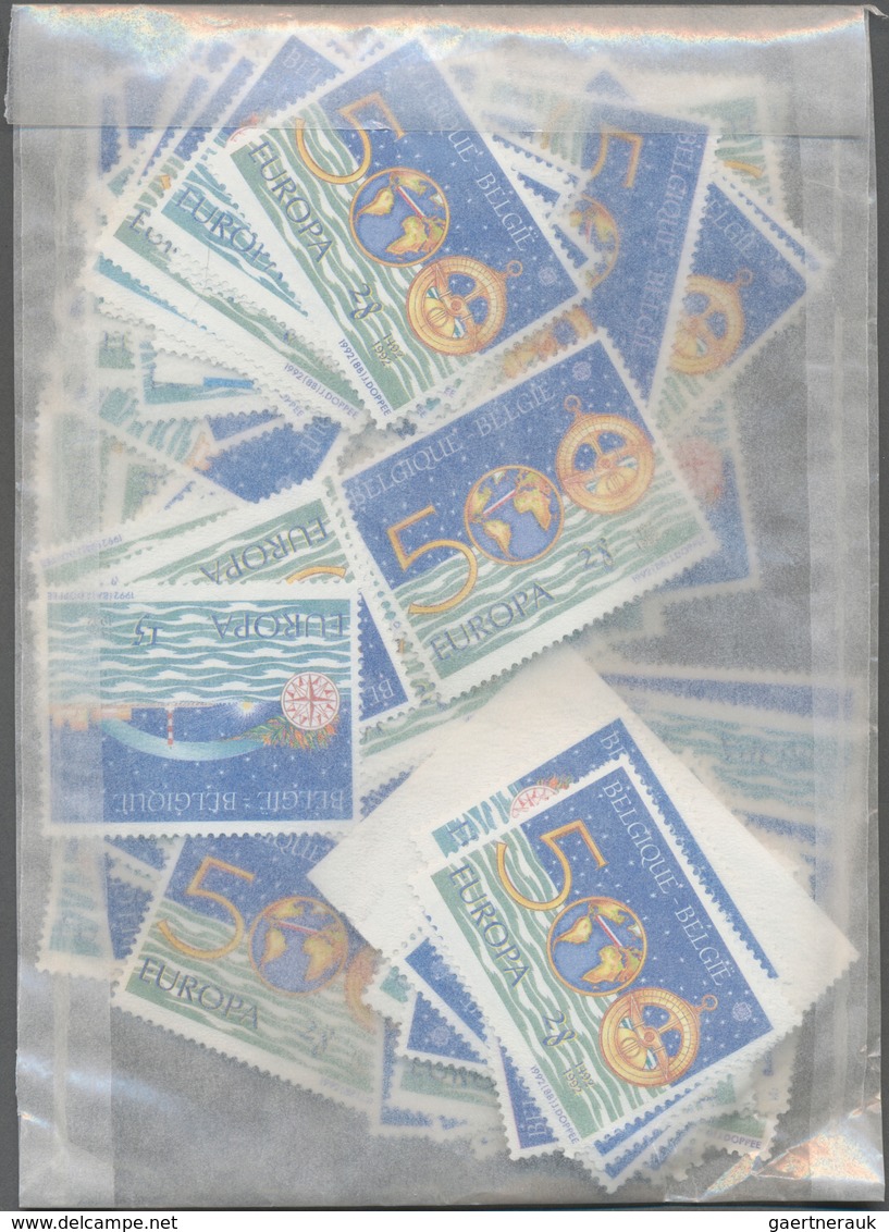 Belgien: 1962/1992, Stock Of The Europa Issues, Complete Sets Mint Never Hinged. List Of Content Enc - Colecciones