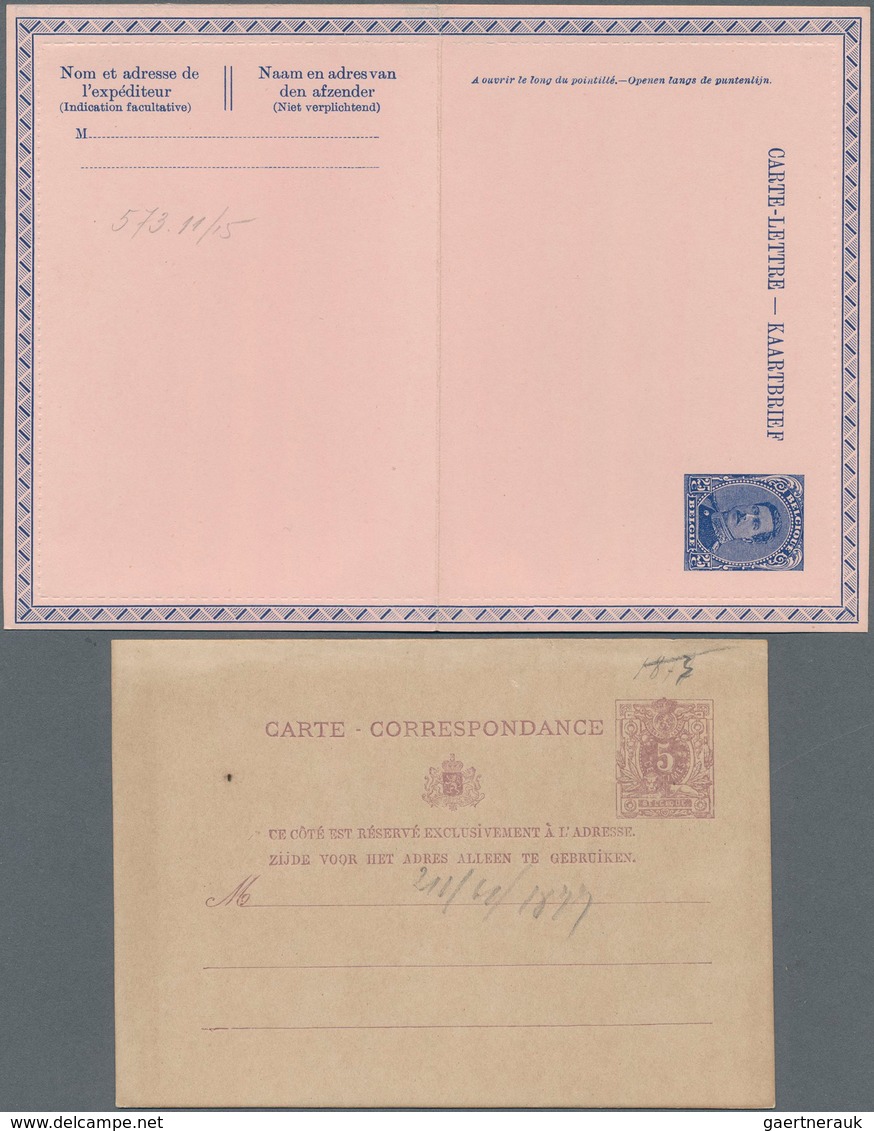 Belgien - Ganzsachen: 1873/1915 Ca. 27 Postal Stationery Cards And Covers, Lettercards Incl. Double - Sonstige & Ohne Zuordnung