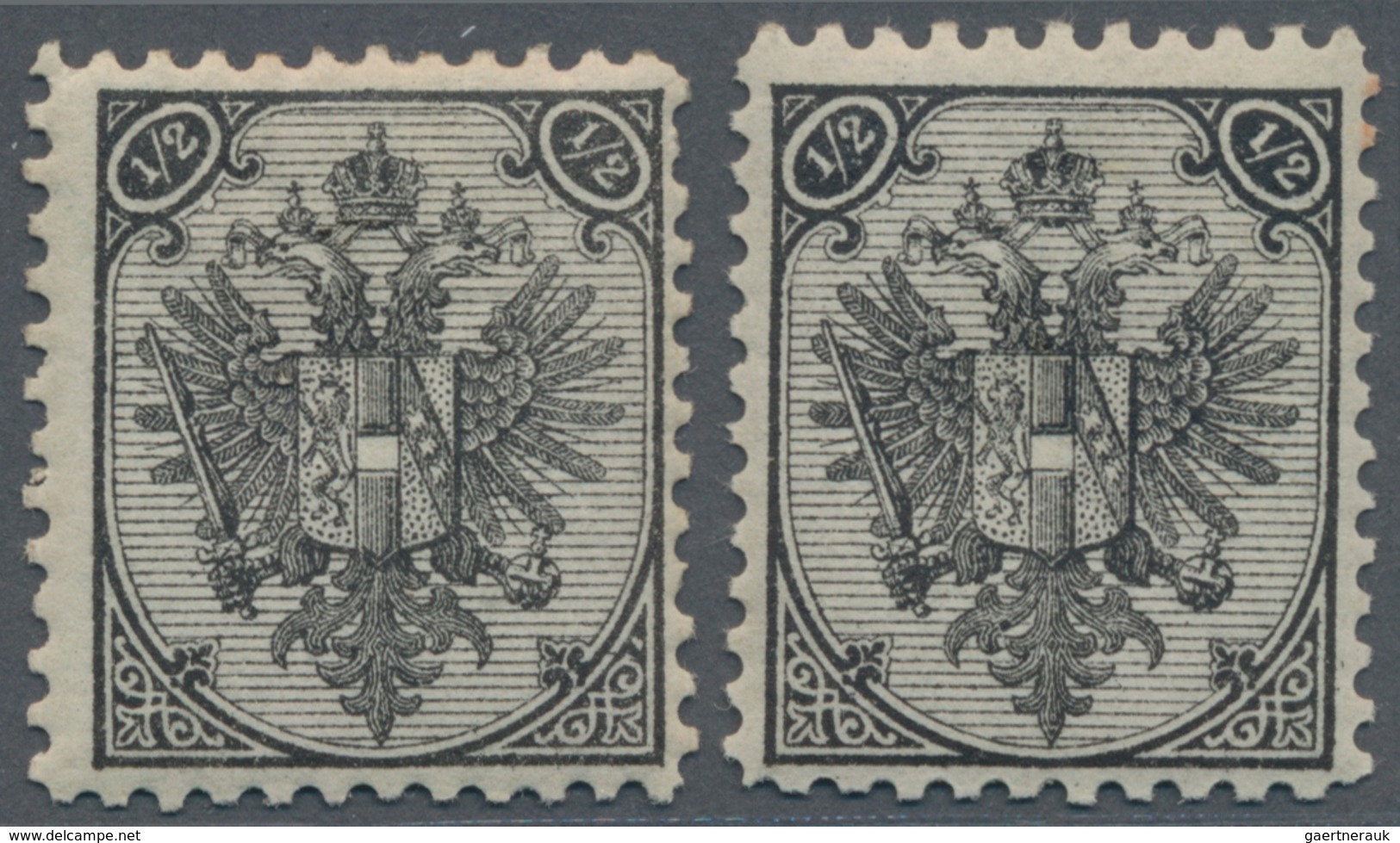 Bosnien Und Herzegowina: 1879/1899, Definitives "Double Eagle", ½kr. Black, Specialised Assortment O - Bosnia And Herzegovina