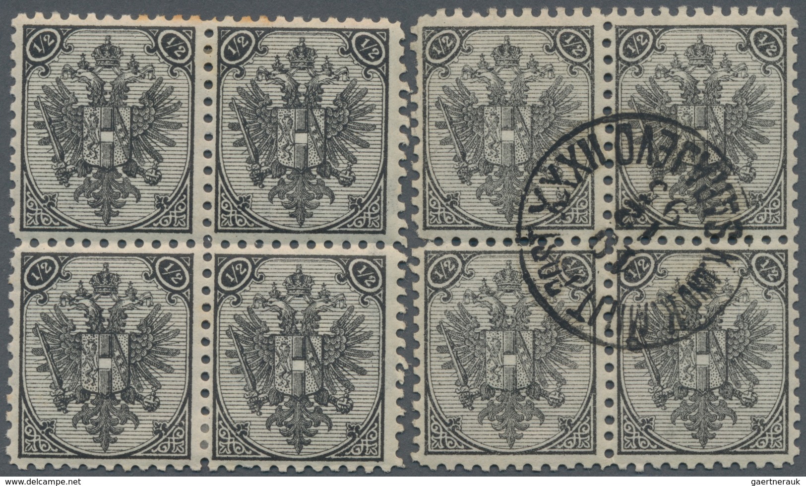 Bosnien Und Herzegowina: 1879/1899, Definitives "Double Eagle", ½kr. Black, Specialised Assortment O - Bosnia And Herzegovina