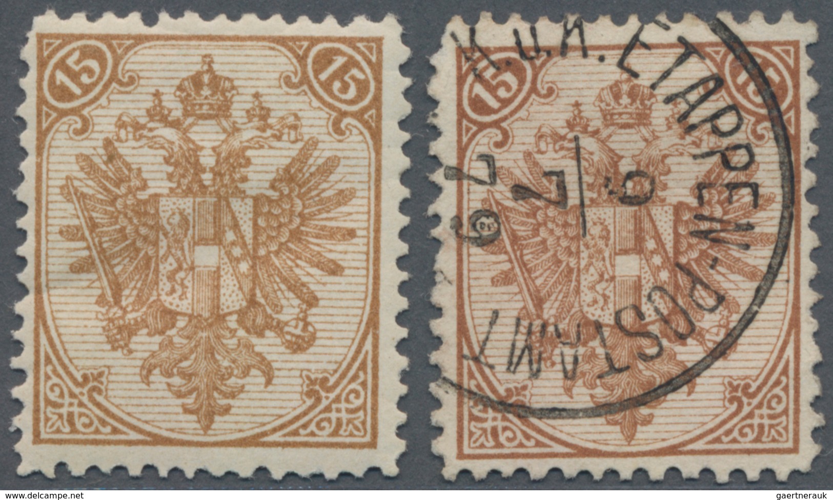Bosnien Und Herzegowina: 1879/1899, Definitives "Double Eagle", 15kr. Brown, Specialised Assortment - Bosnien-Herzegowina