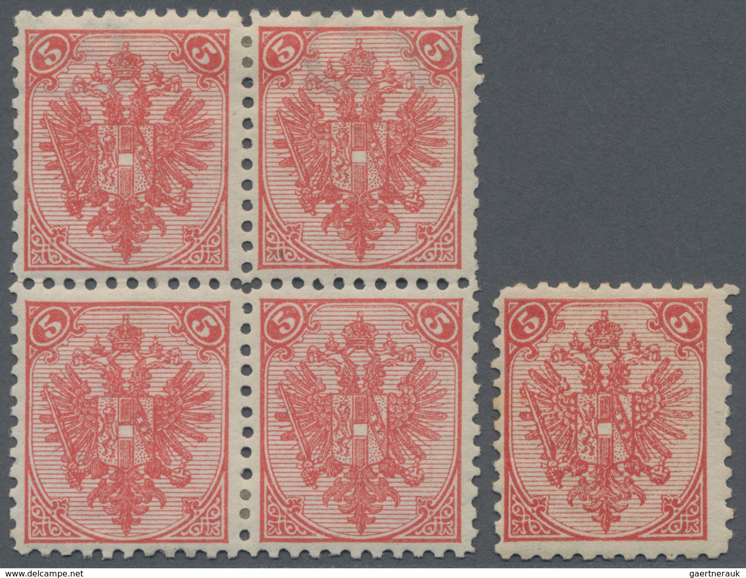 Bosnien Und Herzegowina: 1879/1899, Definitives "Double Eagle", 5kr. Red, Specialised Assortment Of - Bosnia And Herzegovina