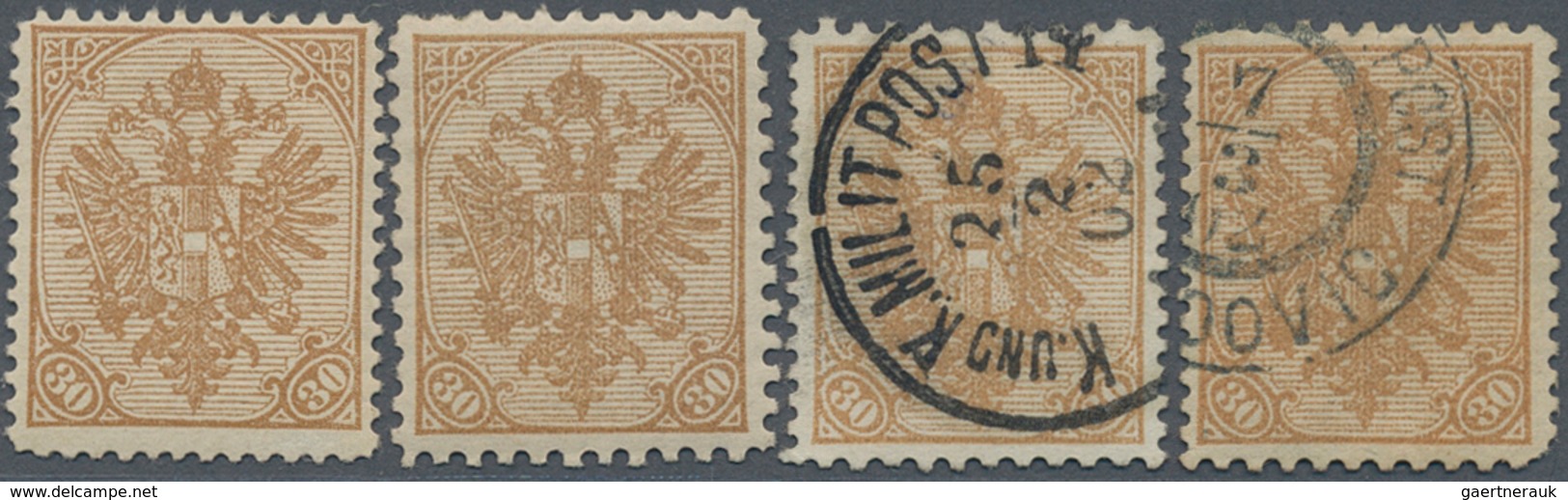 Bosnien Und Herzegowina: 1900, Definitives "Double Eagle", 30h. Brown, Specialised Assortment Of 13 - Bosnia Herzegovina