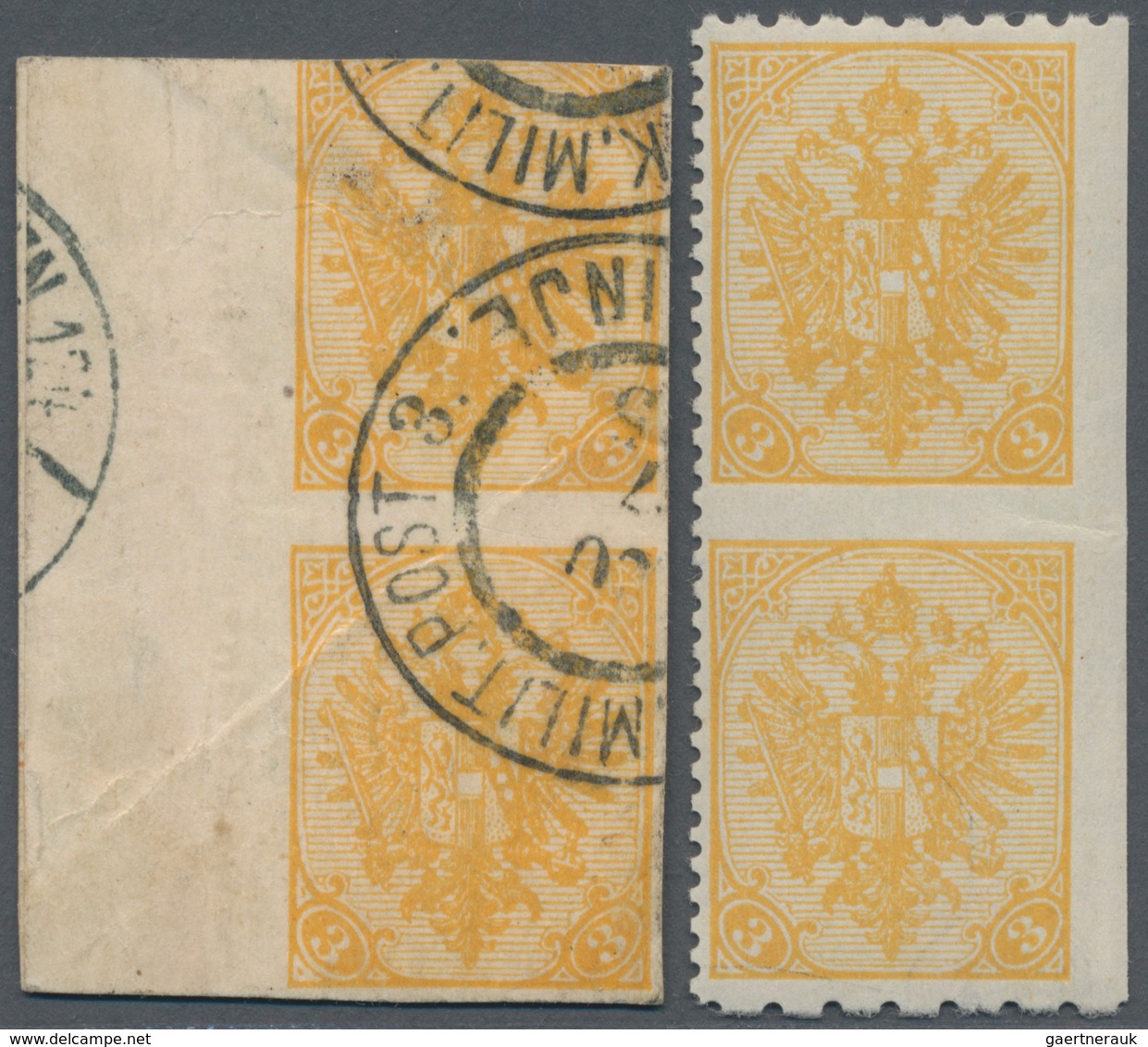 Bosnien Und Herzegowina: 1900, Definitives "Double Eagle", 3h. Yellow, Specialised Assortment Of 15 - Bosnia Herzegovina